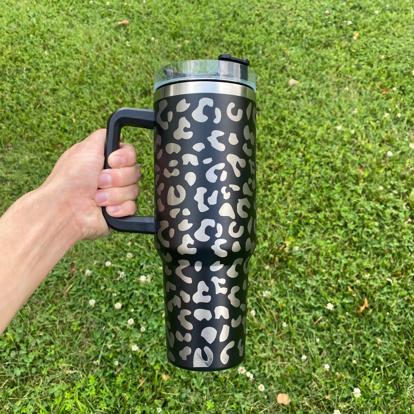40oz Black Leopard Handle Tumbler