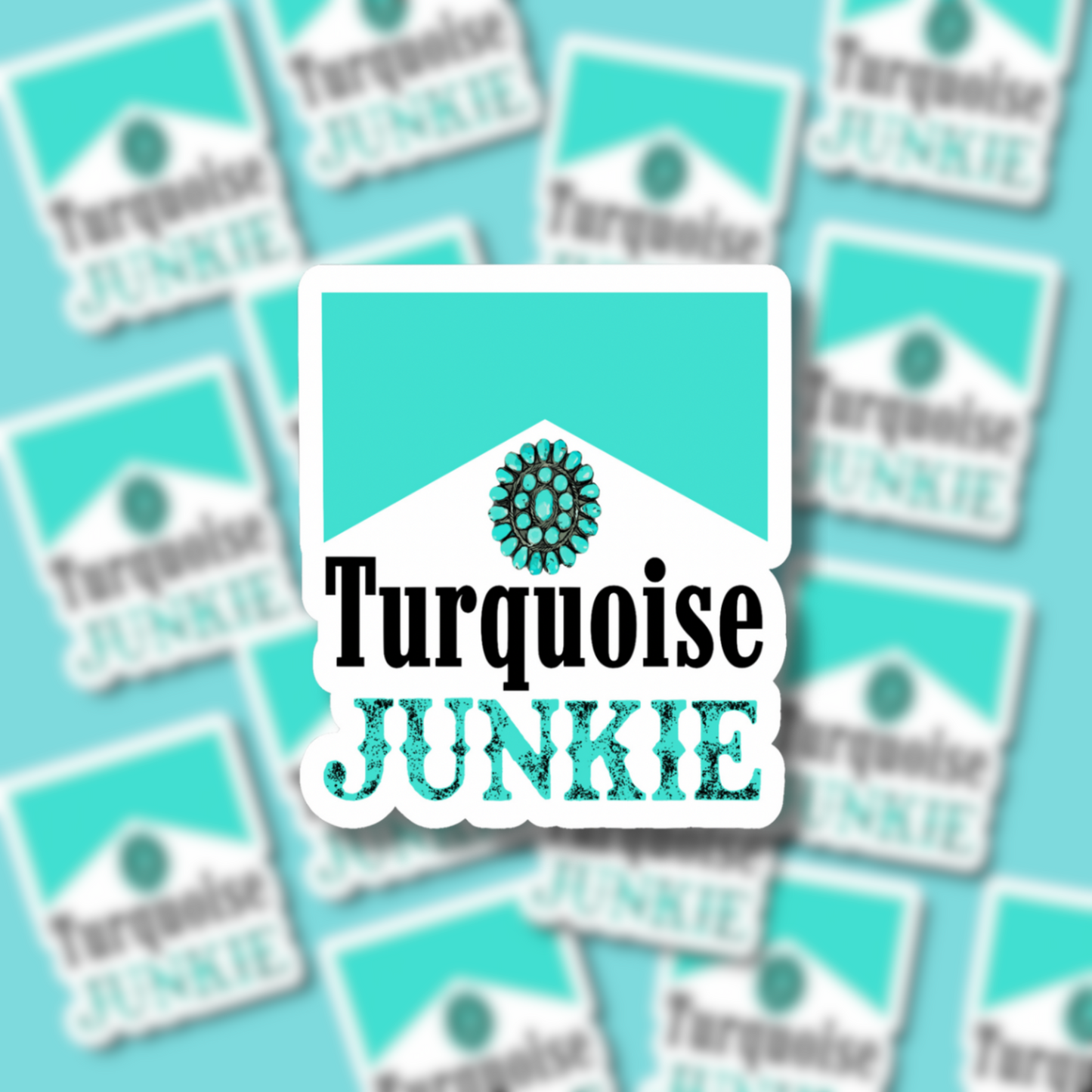 Turquoise Junkie Waterproof Sticker
