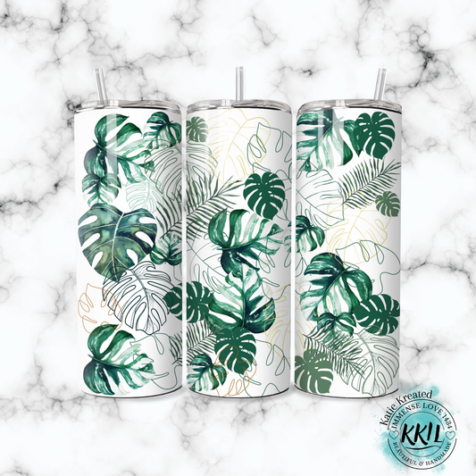 Monstera Plant Leaves 20oz Stainless Steel Tumbler