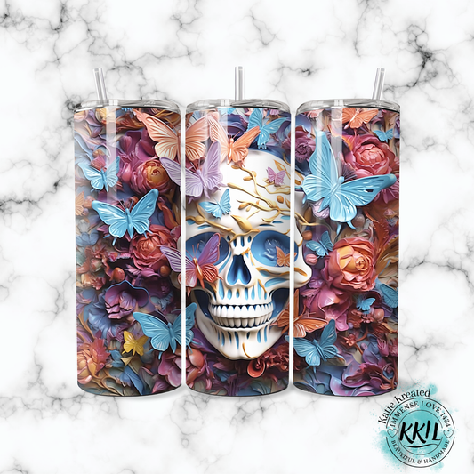 Butterfly Skull 20oz Stainless Steel Tumbler