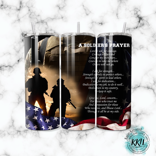 A Soldiers Prayer 20oz Stainless Steel Tumbler