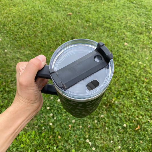 40oz Black Leopard Handle Tumbler
