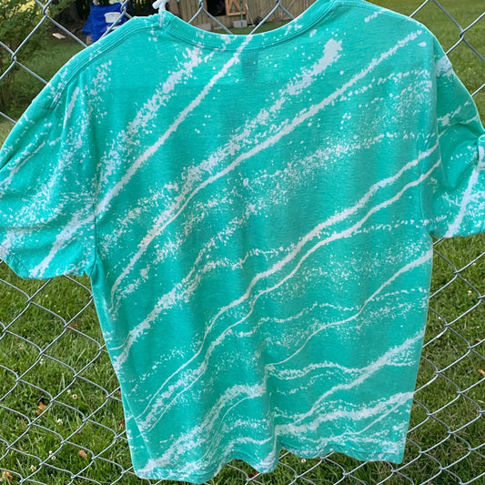 Large, Turquoise Junkie, Hand Bleached, T-Shirt