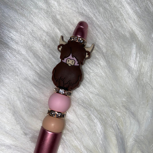 RTS Highland Cow Silicone Bead Pen