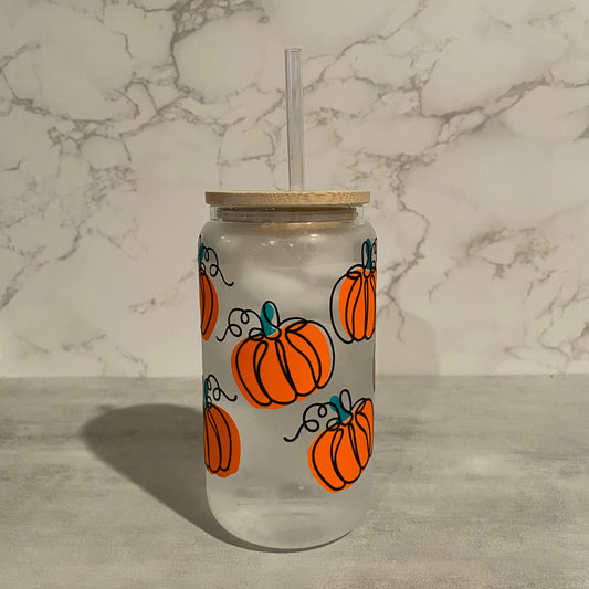 Color Changing Pumpkin Glass Can